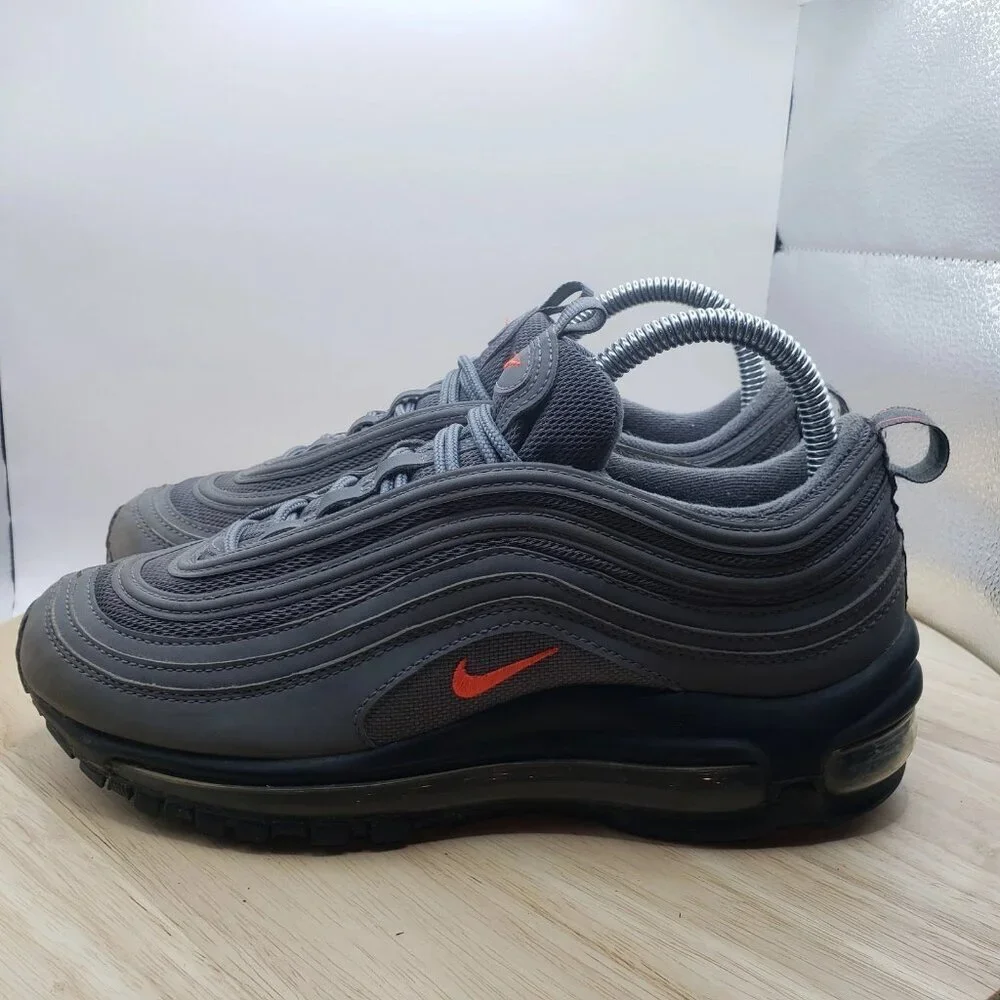 NIKE AIR MAX 97 BG COOL‎ GREY CRIMSON ORANGE BLACK SILVER BULLET 90 95 7.5 women - Picture 3 of 7